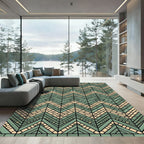 Sage Green Geometric Herringbone Zigzag Rug