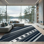 Modern Charcoal Gray Diagonal Striped Abstract Rug