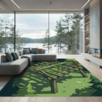 Mossy Timber Forest Frame Grid Rug