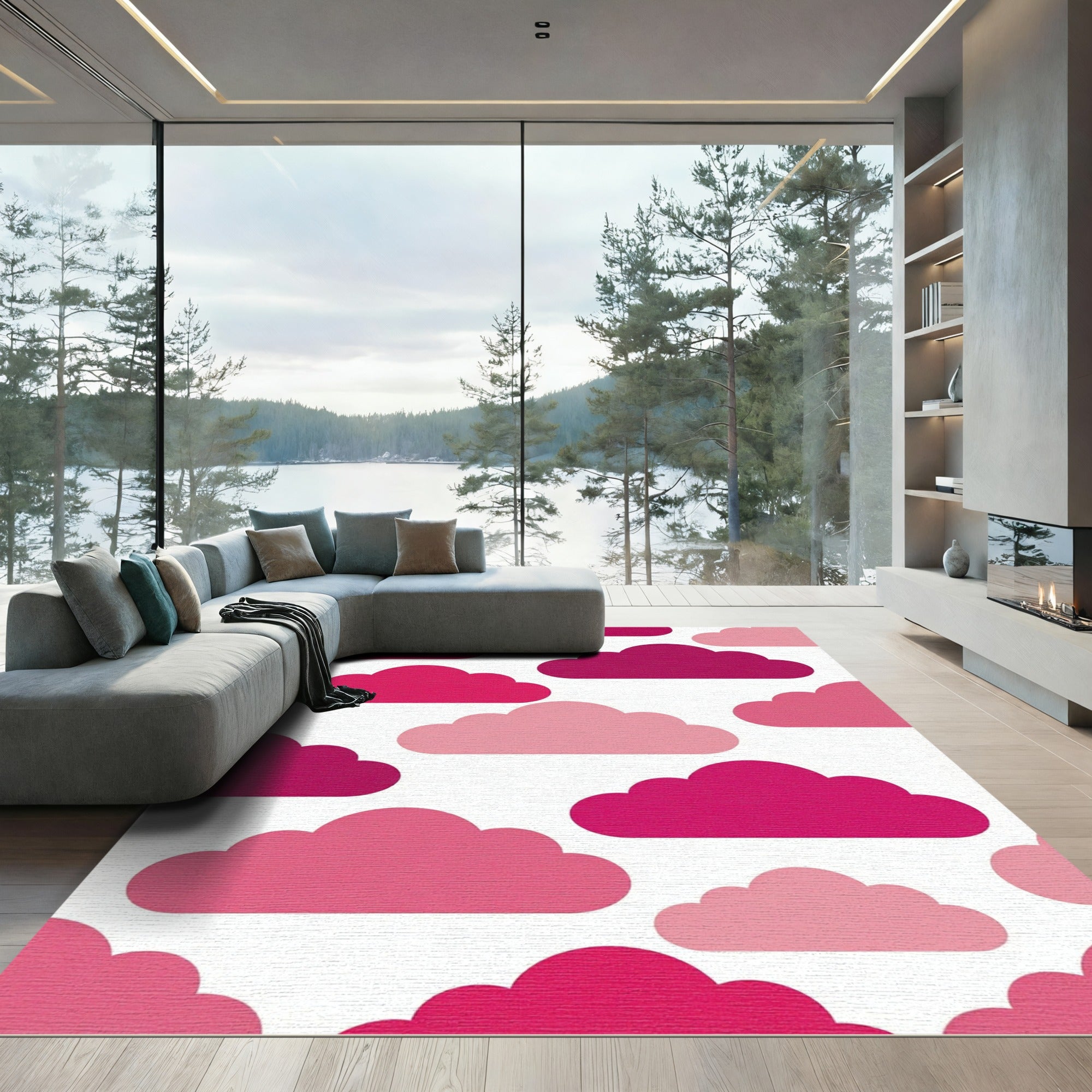 Pink Cloud Array Composition Rug