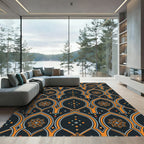 Midnight Arch Botanical Floral Inlay Rug