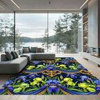 Royal Blue Iris Gold Baroque Swag Rug