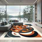 Abstract Burnt Orange Artistic Palette Rug
