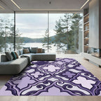Elegant Purple Ornate Quatrefoil Damask Rug
