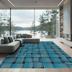 Woven Aqua And White Geometric Rug
