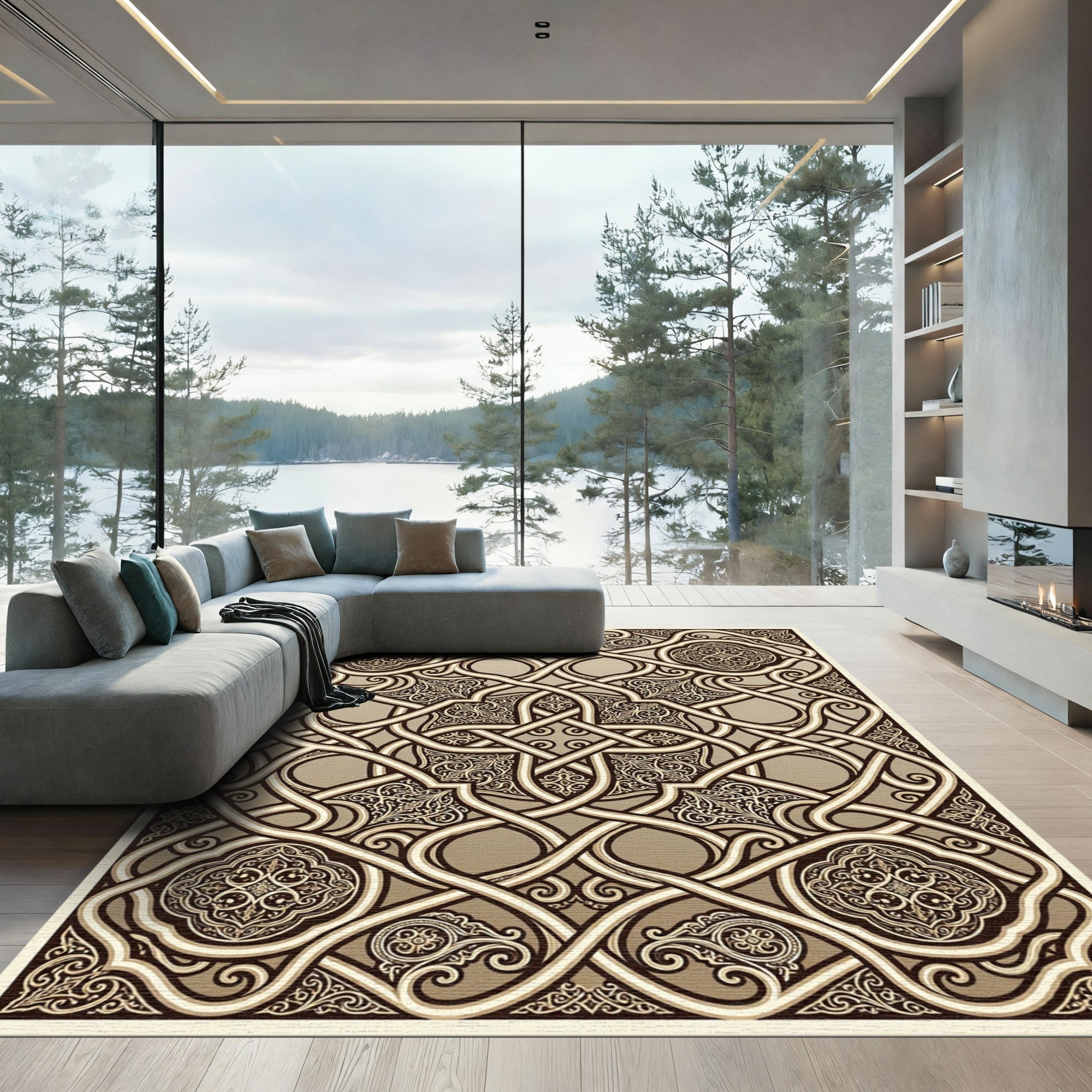 Ornate Interlocking Medieval Knotwork Rug