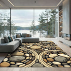 Earthy Zen Stone Pebble Mosaic Rug