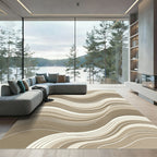 Modern Neutral Wavy Linear Wave Area Rug