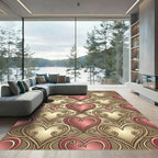 Pink Gold Heart Scrollwork Pattern Rug