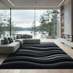 Monochromatic Abstract Wavy Line Rug