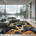 Black Horses Orange Abstract Spot Rug