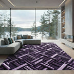Purple Geometric Interlocking Sticks Rug