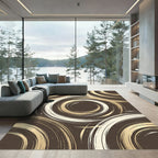 Gold Cream Swirling Circles Rug