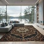 Ornate Bronze Filigree Circular Medallion Rug