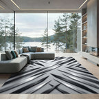 Monochrome Geometric Metallic Slant Abstract Rug