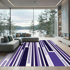 Modern Purple Vertical Striped Abstract Composition Rug