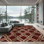 Ornate Burgundy and Gold Interlocking Medallions Rug
