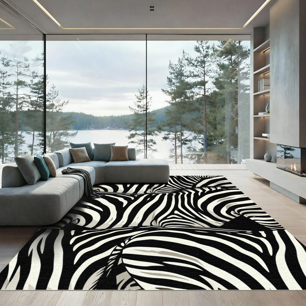 Striking Zebra Striped Organic Curves Rug