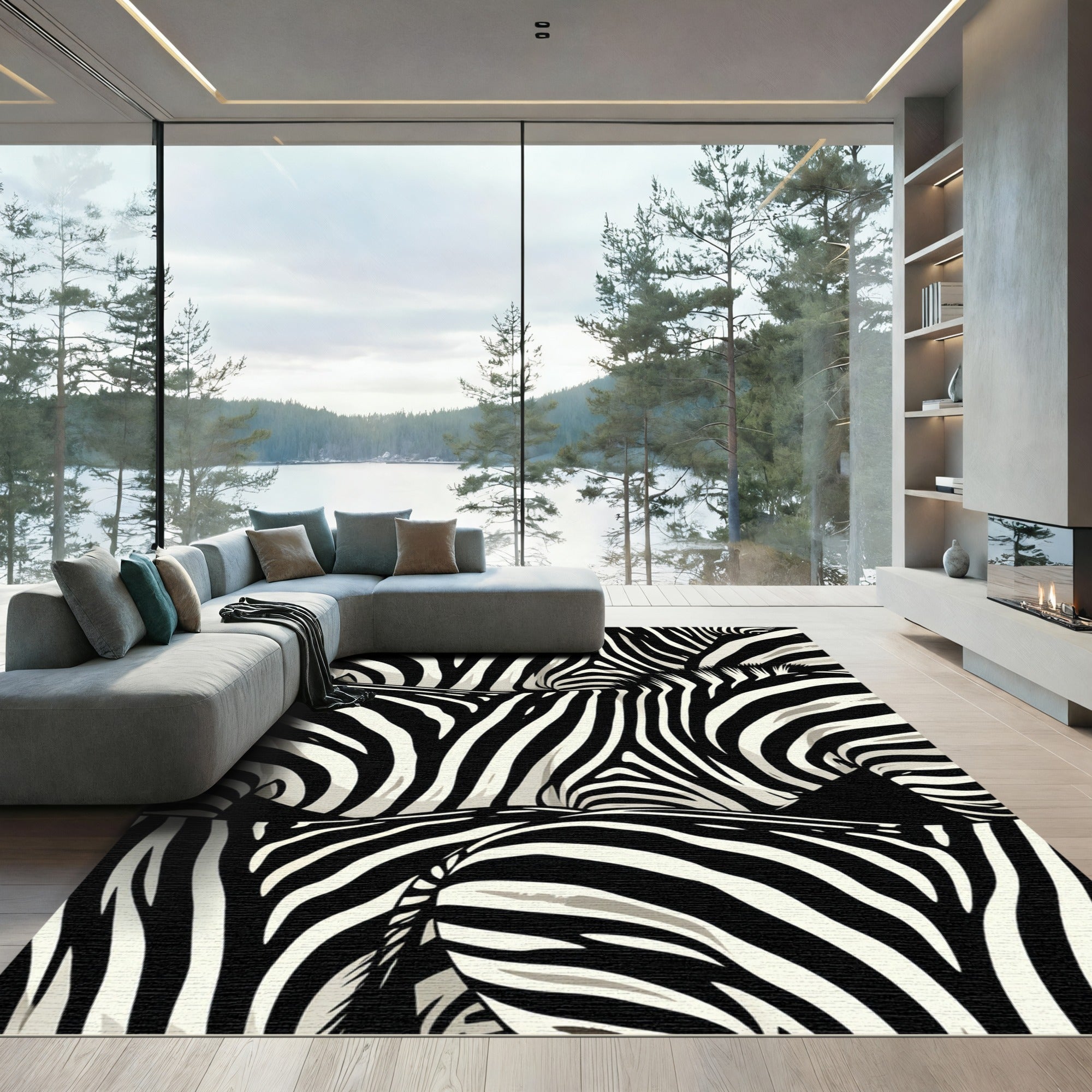 Striking Zebra Striped Organic Curves Rug