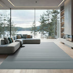 Minimalist Silver Linear Horizon Rug