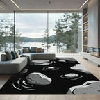 Monochrome Stone Ripples Water Rug