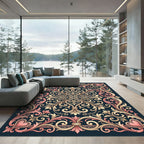 Ornate Gold Pink Scroll Heart Garland Rug