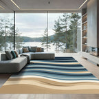 Oceanic Swirl Blue Beige Waves Rug