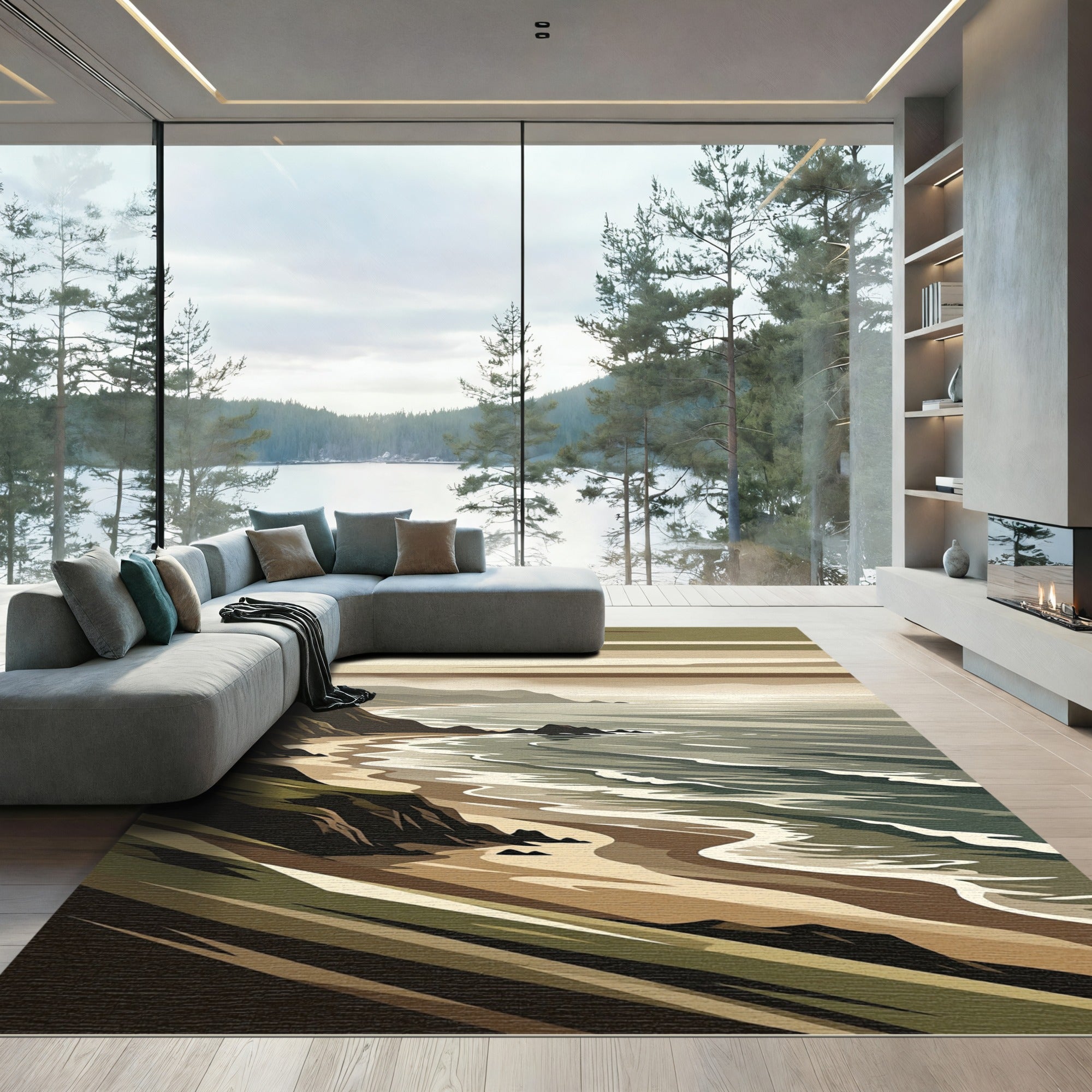 Coastal Landscape Abstract Coastal Vista Rug