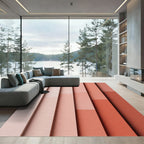 Terracotta Pink Vertical Stripe Layers Rug