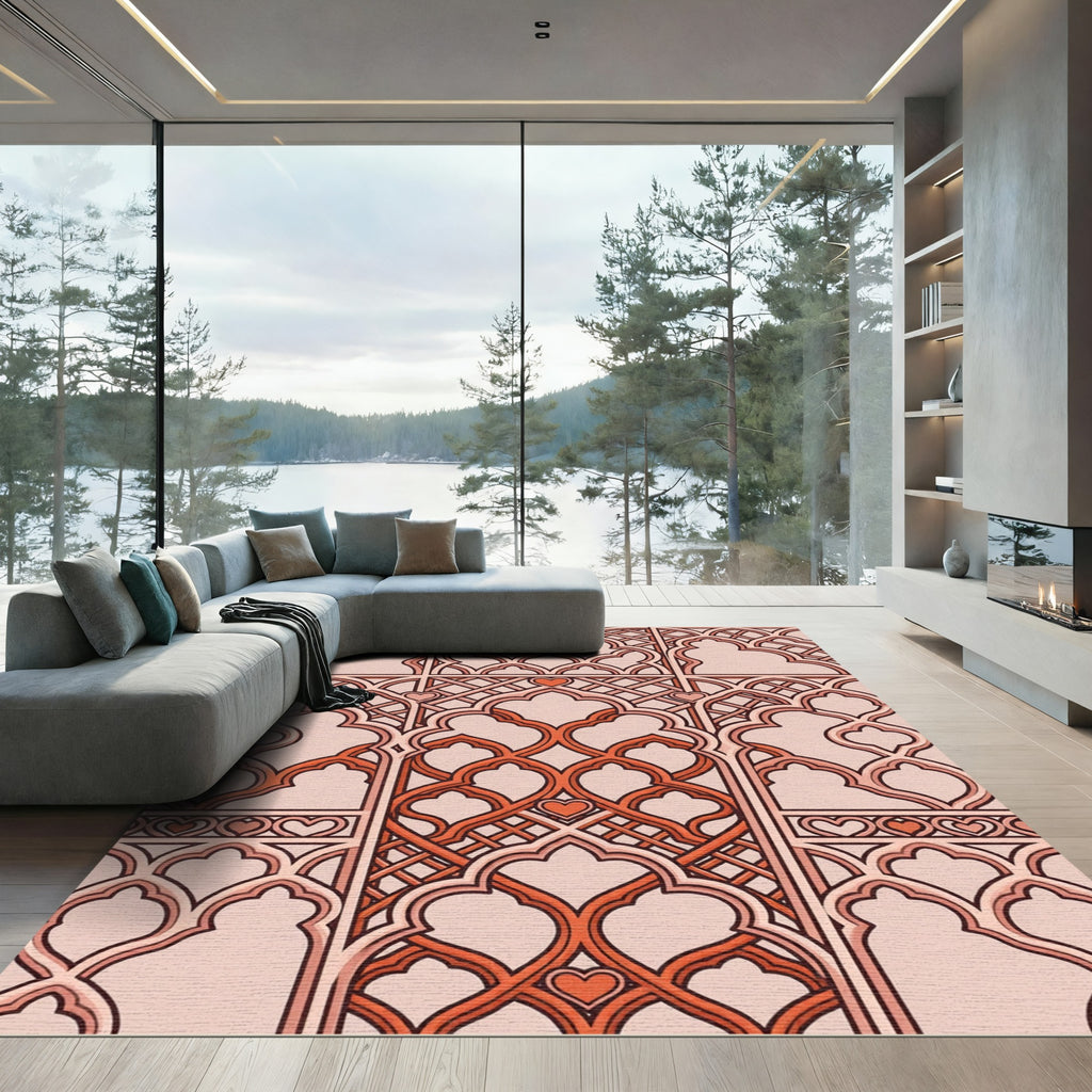 Rose Quatrefoil Hearts Lattice Rug