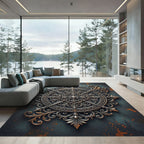 Ornate Silver Floral Medallion Rug
