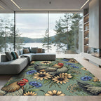 Charming Hen and Meadow Flower Sage Rug
