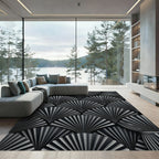 Black Fan Art Deco Drapery Rug