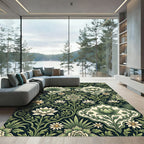 Emerald Botanical Lotus Damask Floral Rug