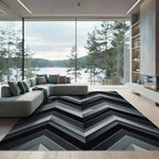 Monochromatic Chevron Layered Rug