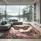 Celestial Moth and Moonlit Floral Garden Rug