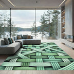 Intertwined Green Woven Texture Rug