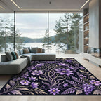 Elegant Purple Floral Botanical Garden Rug