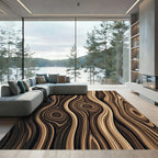 Earthy Wood Grain Swirls Rug