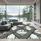 Gray Wood Lattice Over White Stone Rug
