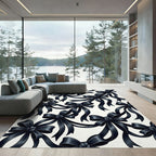 Elegant Black Ribbon Bows Rug