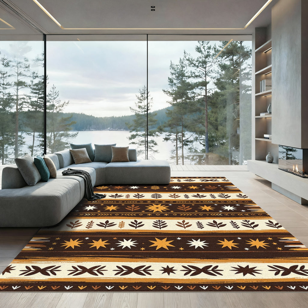 Earthy Botanical Starburst Stripe Rug