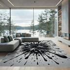 Monochrome Liquid Ink Splash Abstract Rug