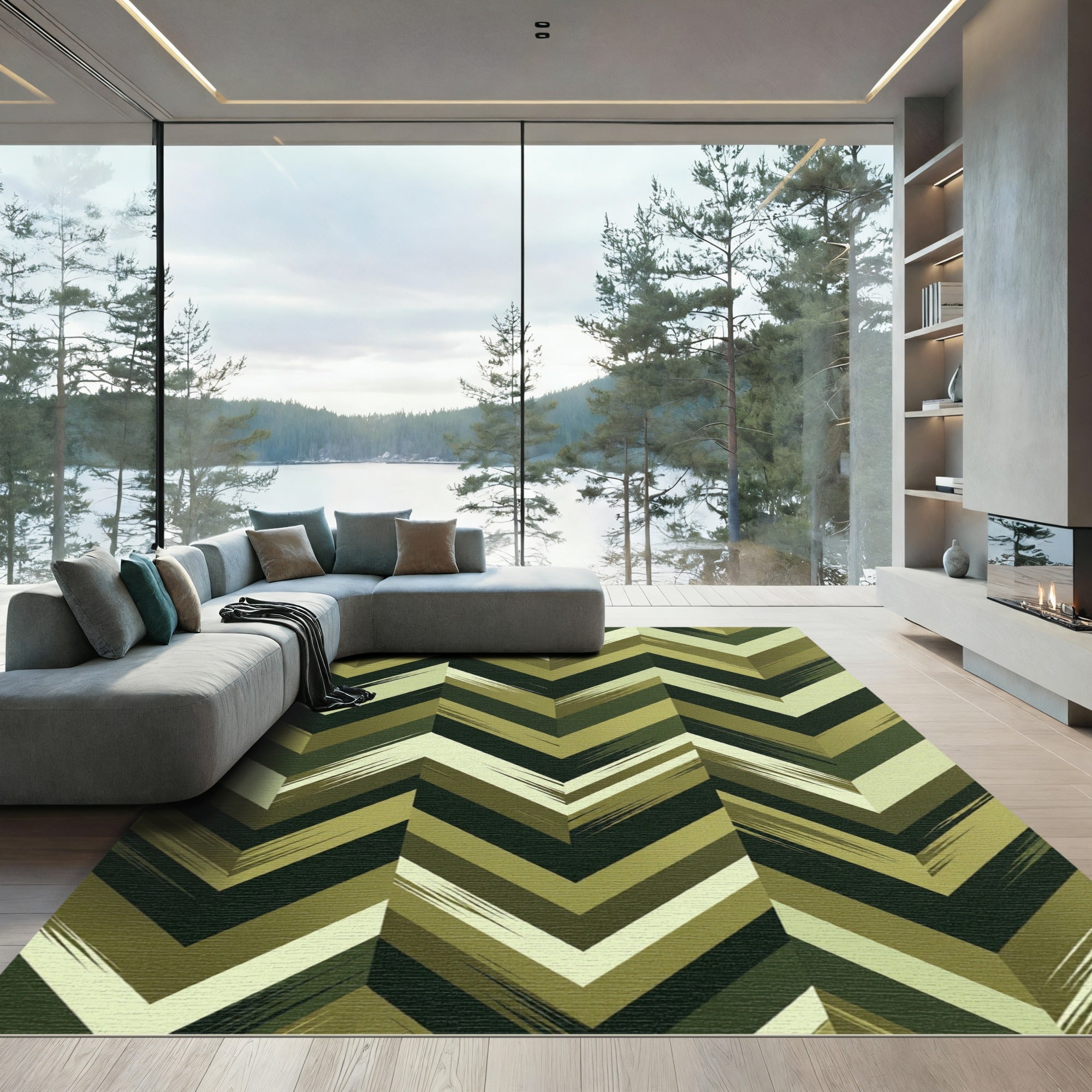 Abstract Earthy Chevron Vibe Rug