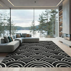 Monochrome Brushed Wave Serpentine Rug