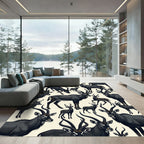 Sable Antelope Dark Wildlife Illustration Rug