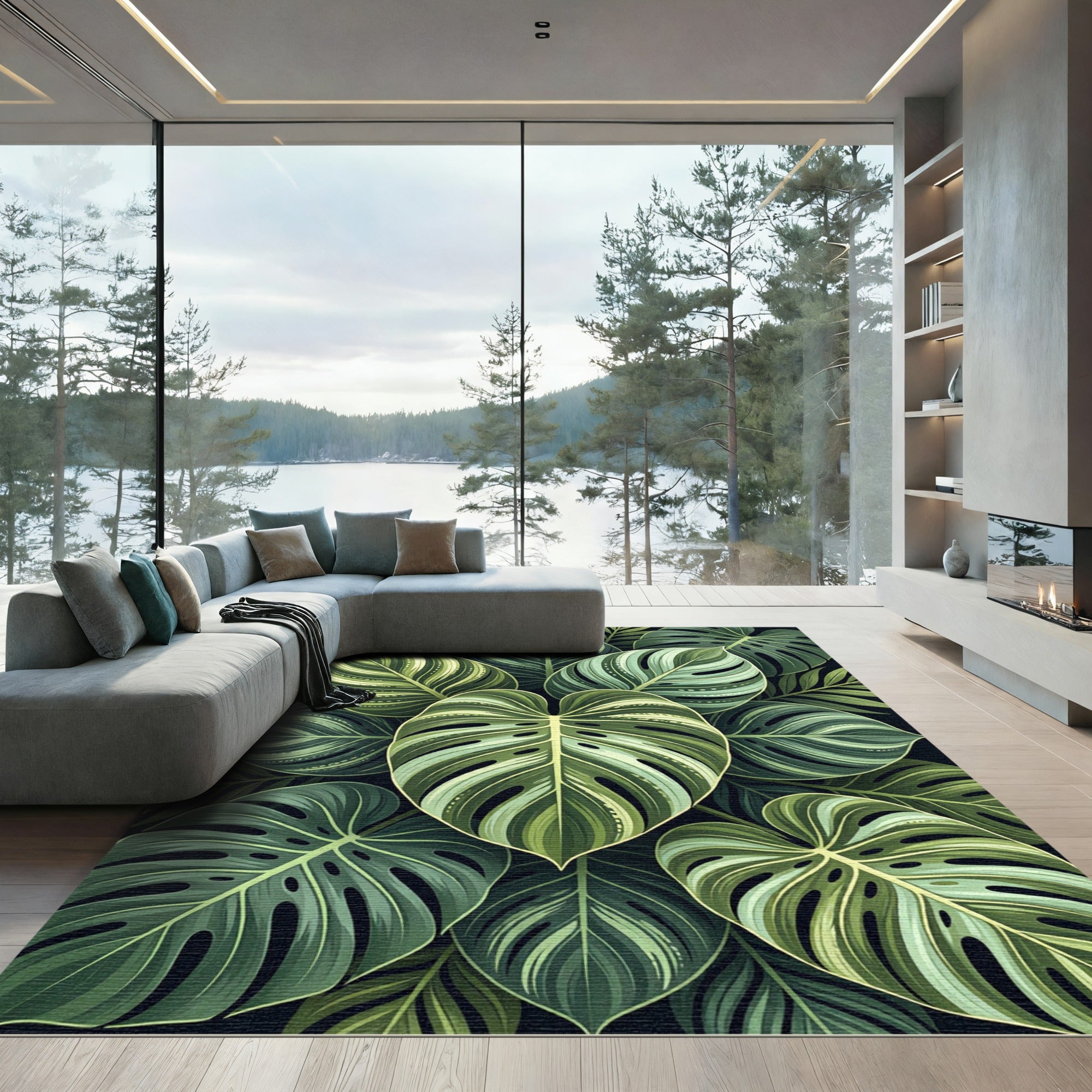 Verdant Jungle Leafy Garland Rug