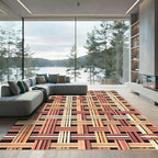 Woven Earthy Tones Interlocking Grid Rug