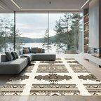 Earth Tones Geometric Tribal Sun Motif Rug