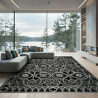 Gothic Silver Filigree Floral Ironwork Rug